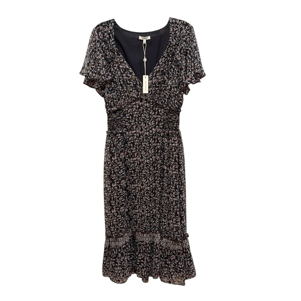 Max Studio Black Floral Midi Dress